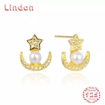 Линдон стерлингового серебра 925 пробы синтетический жемчуг серьги серьги-капли для женщин подарки на свадьбу золотой