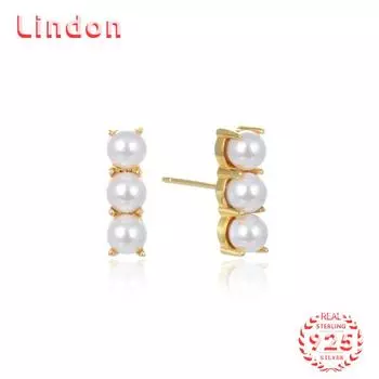 Линдон стерлингового серебра 925 пробы синтетический жемчуг серьги серьги-капли для женщин подарки на свадьбу золотой