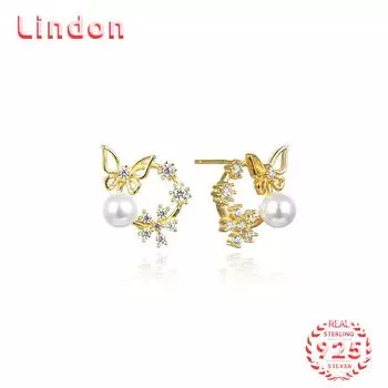 Линдон стерлингового серебра 925 пробы синтетический жемчуг серьги серьги-капли для женщин подарки на свадьбу золотой