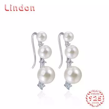 Линдон стерлингового серебра 925 пробы синтетический жемчуг серьги серьги-капли для женщин подарки на свадьбу серебряный