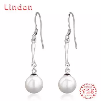 Линдон стерлингового серебра 925 пробы синтетический жемчуг серьги серьги-капли для женщин подарки на свадьбу серебряный