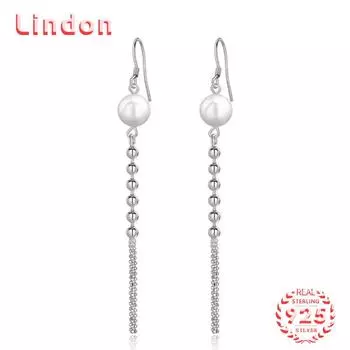 Линдон стерлингового серебра 925 пробы синтетический жемчуг серьги серьги-капли для женщин подарки на свадьбу серебряный