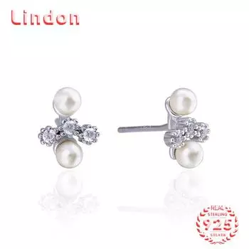 Линдон стерлингового серебра 925 пробы синтетический жемчуг серьги серьги-капли для женщин подарки на свадьбу серебряный
