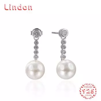 Линдон стерлингового серебра 925 пробы синтетический жемчуг серьги серьги-капли для женщин подарки на свадьбу