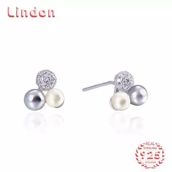 Линдон стерлингового серебра 925 пробы синтетический жемчуг серьги серьги-капли для женщин подарки на свадьбу серебряный