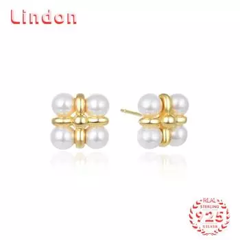 Линдон стерлингового серебра 925 пробы синтетический жемчуг серьги серьги-капли для женщин подарки на свадьбу золотой