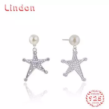 Линдон стерлингового серебра 925 пробы синтетический жемчуг серьги серьги-капли для женщин подарки на свадьбу серебряный