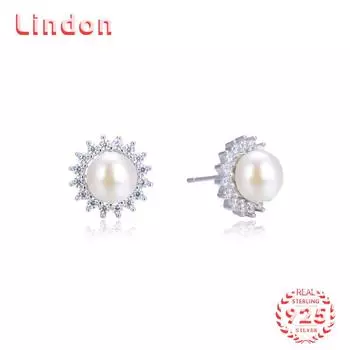 Линдон стерлингового серебра 925 пробы синтетический жемчуг серьги серьги-капли для женщин подарки на свадьбу серебряный
