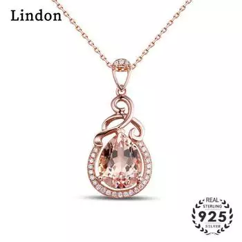 Lindon темперамент полые резные украшения в форме капли воды кулон с порошком и кристаллами ожерелье для женщин на свадьбу розовый
