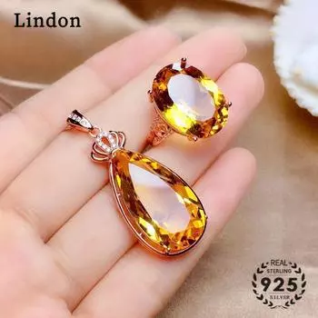 Линдон женщин 5А Циркон Кольца Ожерелье Подвеска Набор Свадебный подарок