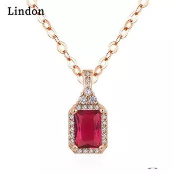Lindon Женщины Циркон Квадратный Кулон Ожерелье Свадебная Вечеринка Подарок красный