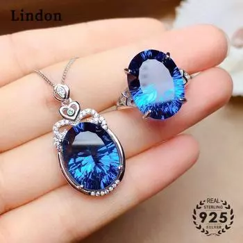 Lindon Женщины Медный Сплав 5А Циркон Кольца Ожерелье Подвеска Набор Свадебный Подарок