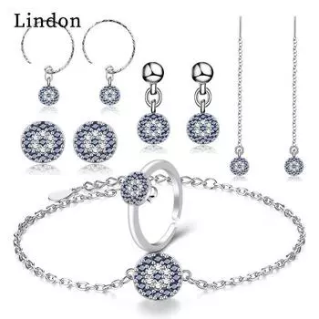 Линдон Женщины Медный Сплав Циркон Кольца Серьги Браслет Набор Свадебный Подарок Партии