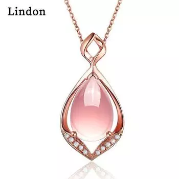 Линдон Женщины Медный Сплав Искусственный Кристалл Мода Кулон Ожерелье Подарок розовый