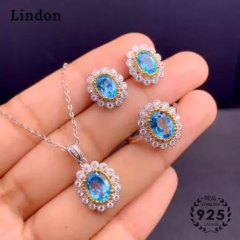 Lindon Женская одежда Комплект ювелирных изделий посеребренный Комплект Кольцо Серьги Ожерелье Вечеринка
