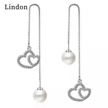 Lindon женские серьги из медного сплава с синтетическим жемчугом и цирконием, серьги-капли для женщин, подарки для свадебной вечеринки серебряный