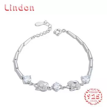 Lindon женский циркон стерлингового серебра 925 пробы ювелирные изделия геометрический браслет из бисера-цепочки модный тонкий свадебный подарок для подруги серебряный