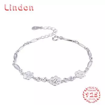 Lindon женский циркон стерлингового серебра 925 пробы ювелирные изделия геометрический браслет из бисера-цепочки модный тонкий свадебный подарок для подруги серебряный