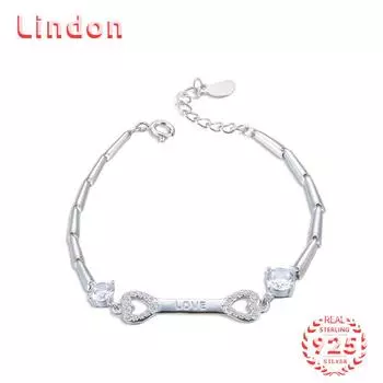 Lindon женский циркон стерлингового серебра 925 пробы ювелирные изделия геометрический браслет из бисера-цепочки модный тонкий свадебный подарок для подруги серебряный