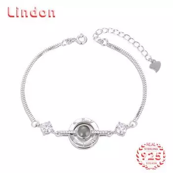 Lindon женский циркон стерлингового серебра 925 пробы ювелирные изделия геометрический браслет из бисера-цепочки модный тонкий свадебный подарок для подруги серебряный