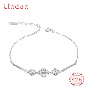 Lindon женский циркон стерлингового серебра 925 пробы ювелирные изделия геометрический браслет из бисера-цепочки модный тонкий свадебный подарок для подруги серебряный