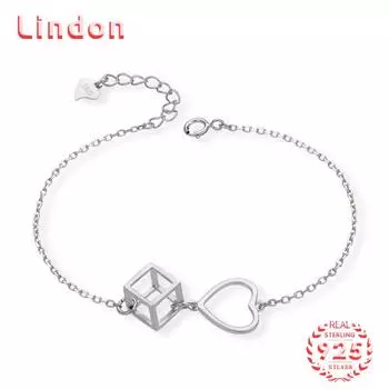 Lindon женский циркон стерлингового серебра 925 пробы ювелирные изделия геометрический браслет из бисера-цепочки модный тонкий свадебный подарок для подруги серебряный