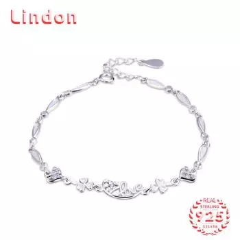 Lindon женский циркон стерлингового серебра 925 пробы ювелирные изделия геометрический браслет из бисера-цепочки модный тонкий свадебный подарок для подруги серебряный
