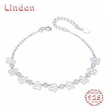 Lindon женский циркон стерлингового серебра 925 пробы ювелирные изделия геометрический браслет из бисера-цепочки модный тонкий свадебный подарок для подруги серебряный