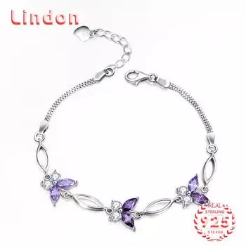 Lindon женский циркон стерлингового серебра 925 пробы ювелирные изделия геометрический браслет из бисера-цепочки модный тонкий свадебный подарок для подруги