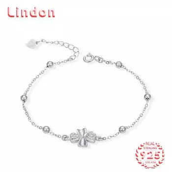 Lindon женский циркон стерлингового серебра 925 пробы ювелирные изделия геометрический браслет из бисера-цепочки модный тонкий свадебный подарок для подруги серебряный