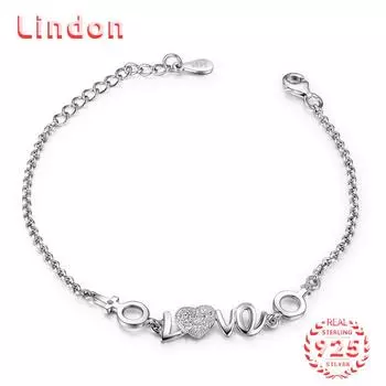 Lindon женский циркон стерлингового серебра 925 пробы ювелирные изделия геометрический браслет из бисера-цепочки модный тонкий свадебный подарок для подруги серебряный