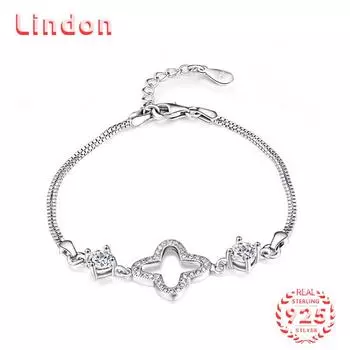 Lindon женский циркон стерлингового серебра 925 пробы ювелирные изделия геометрический браслет из бисера-цепочки модный тонкий свадебный подарок для подруги серебряный