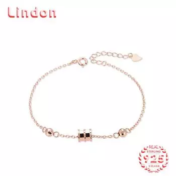 Lindon женский циркон стерлингового серебра 925 пробы ювелирные изделия геометрический браслет из бисера-цепочки модный тонкий свадебный подарок для подруги серебряный