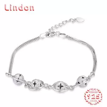Lindon женский циркон стерлингового серебра 925 пробы ювелирные изделия геометрический браслет из бисера-цепочки модный тонкий свадебный подарок для подруги серебряный