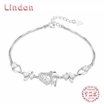 Lindon женский циркон стерлингового серебра 925 пробы ювелирные изделия геометрический браслет из бисера-цепочки модный тонкий свадебный подарок для подруги серебряный