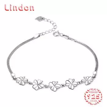 Lindon женский циркон стерлингового серебра 925 пробы ювелирные изделия геометрический браслет из бисера-цепочки модный тонкий свадебный подарок для подруги серебряный