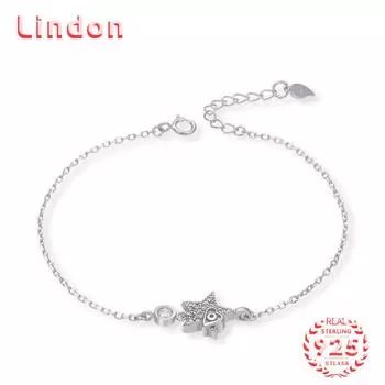 Lindon женский циркон стерлингового серебра 925 пробы ювелирные изделия геометрический браслет из бисера-цепочки модный тонкий свадебный подарок для подруги серебряный