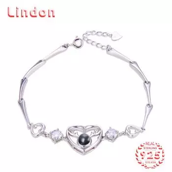 Lindon женский циркон стерлингового серебра 925 пробы ювелирные изделия геометрический браслет из бисера-цепочки модный тонкий свадебный подарок для подруги серебряный