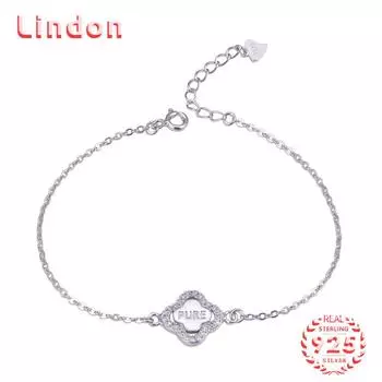 Lindon женский циркон стерлингового серебра 925 пробы ювелирные изделия геометрический браслет из бисера-цепочки модный тонкий свадебный подарок для подруги серебряный