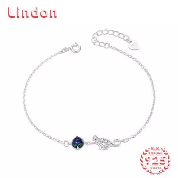 Lindon женский циркон стерлингового серебра 925 пробы ювелирные изделия геометрический браслет из бисера-цепочки модный тонкий свадебный подарок для подруги серебряный