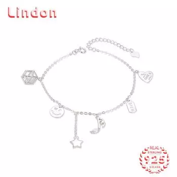 Lindon женский циркон стерлингового серебра 925 пробы ювелирные изделия геометрический браслет из бисера-цепочки модный тонкий свадебный подарок для подруги серебряный