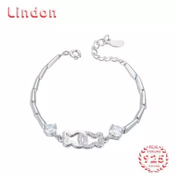 Lindon женский циркон стерлингового серебра 925 пробы ювелирные изделия геометрический браслет из бисера-цепочки модный тонкий свадебный подарок для подруги серебряный