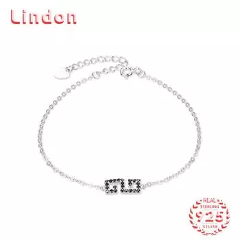 Lindon женский циркон стерлингового серебра 925 пробы ювелирные изделия геометрический браслет из бисера-цепочки модный тонкий свадебный подарок для подруги серебряный