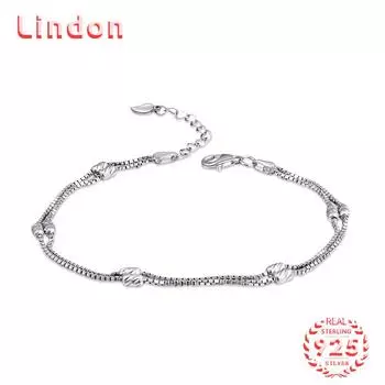 Lindon женский циркон стерлингового серебра 925 пробы ювелирные изделия геометрический браслет из бисера-цепочки модный тонкий свадебный подарок для подруги серебряный