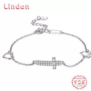 Lindon женский циркон стерлингового серебра 925 пробы ювелирные изделия геометрический браслет из бисера-цепочки модный тонкий свадебный подарок для подруги серебряный