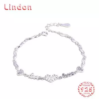 Lindon женский циркон стерлингового серебра 925 пробы ювелирные изделия геометрический браслет из бисера-цепочки модный тонкий свадебный подарок для подруги серебряный