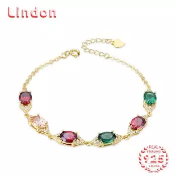 Lindon женский циркон стерлингового серебра 925 пробы ювелирные изделия геометрический браслет из бисера-цепочки модный тонкий свадебный подарок для подруги золотой