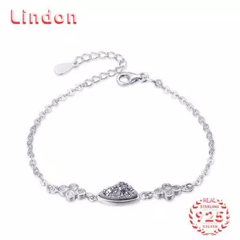 Lindon женский циркон стерлингового серебра 925 пробы ювелирные изделия геометрический браслет из бисера-цепочки модный тонкий свадебный подарок для подруги серебряный