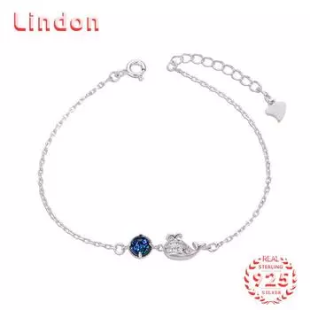 Lindon женский циркон стерлингового серебра 925 пробы ювелирные изделия геометрический браслет из бисера-цепочки модный тонкий свадебный подарок для подруги серебряный