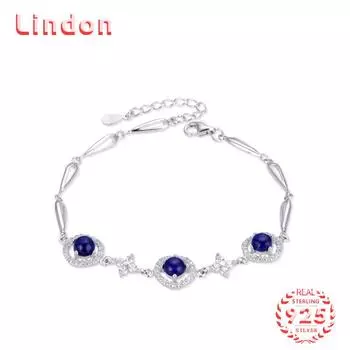 Lindon женский циркон стерлингового серебра 925 пробы ювелирные изделия геометрический браслет из бисера-цепочки модный тонкий свадебный подарок для подруги серебряный